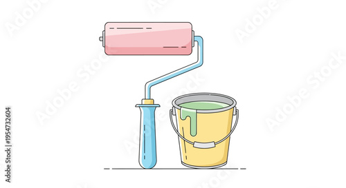 Paint Roller and Bucket Tools.