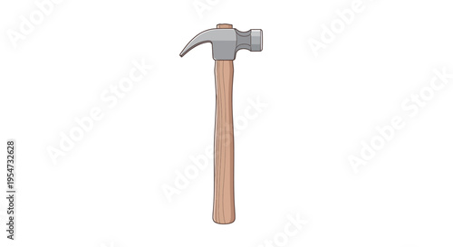 Hammer with wooden handle and metal.