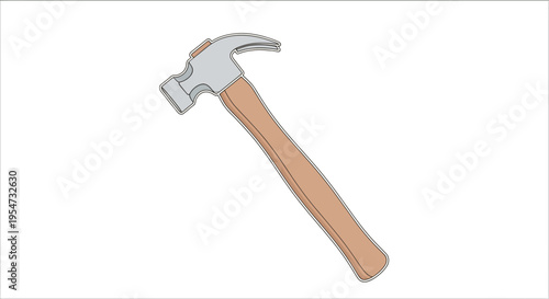 Hammer with wooden handle and metal.