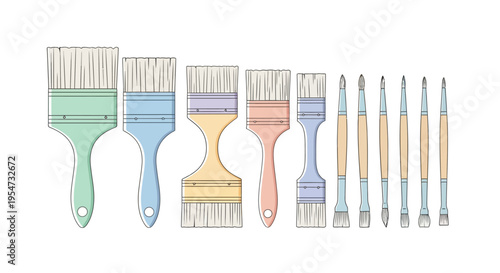 Colorful paint brushes in a row.