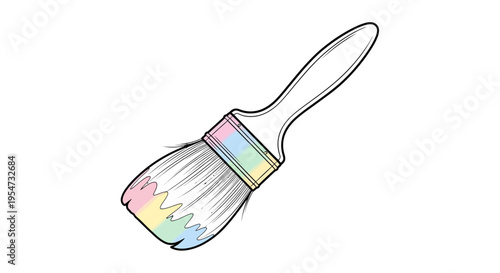 Colorful paint brush with bristles.