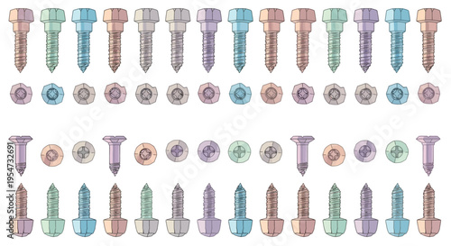 Variety of screws and bolts hardware.