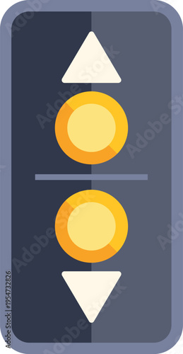 Elevator call panel with illuminated up and down arrows for vertical movement control