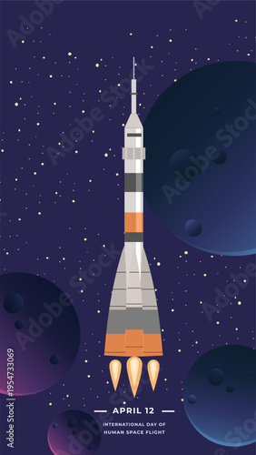 International Day of Human Space Flight Flyer illustration