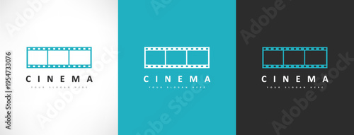 Film strip logo vector design cinema