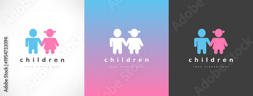 kids logo - boy and girl holding hands
