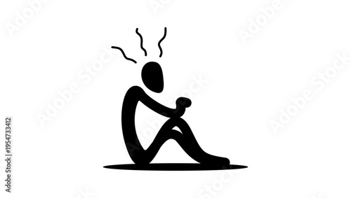 contemplation, symbol, black isolated silhouette