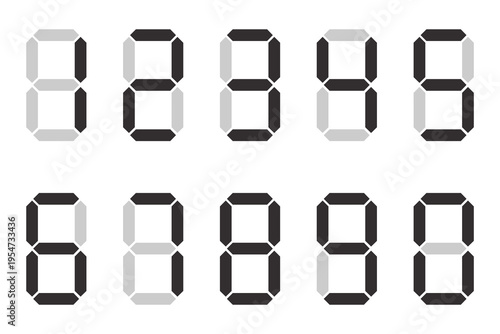 Digital number eight (8) displayed with active black and inactive grey segments, illustrating a seven-segment display concept.