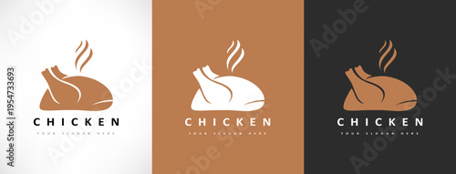 Grilled chicken logo vector. Food design