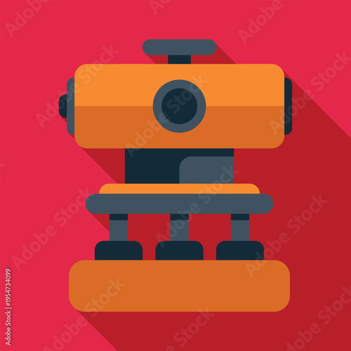 Surveying level measuring device in flat design with long shadow