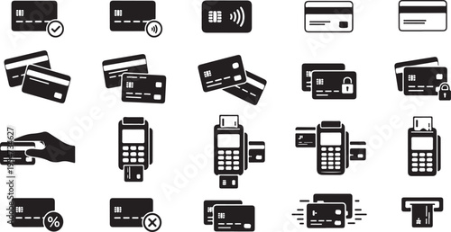 Collection of various payment and communication icons