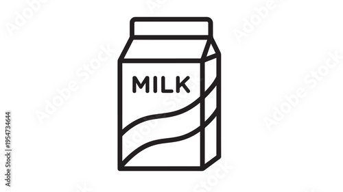 Milk carton icon with bold black outline and simple wavy lines design on white background, representing dairy beverage container.