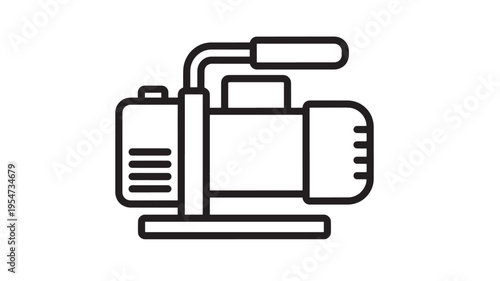 Water pump icon with a black outline, representing a simple line drawing of a water pumping machine for household use.
