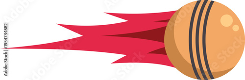 Cricket ball icon showing fast movement with a red speed trail