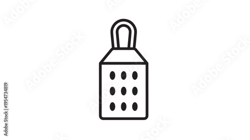 Padlock combination lock with circular holes arranged in a grid and a hanging loop on top featuring security, secure, keyless with cipher and dial