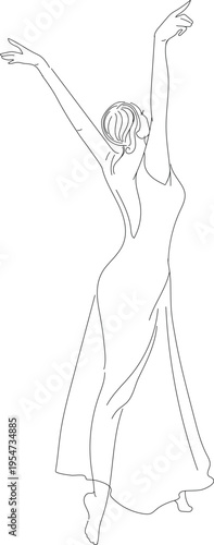 Line drawing of contemporary dancer isolated on white background
