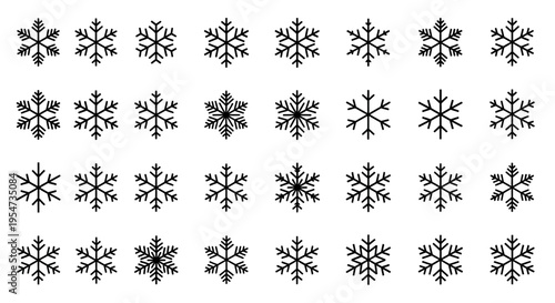 Collection of various snowflake designs.