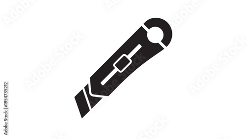 Cutter knife icon in silhouette with a sharp angled blade and sliding mechanism on a white background.