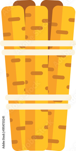 Cinnamon sticks bundle representing cooking spices and food ingredients isolated on white