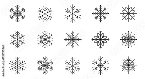 Collection of various snowflake designs.