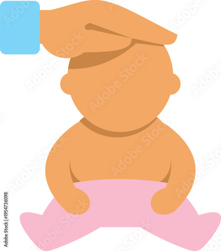 Hand gently touching a baby's head, symbolizing protection, love, and care