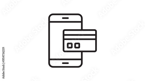 Smartphone with credit card icon indicating mobile payment and financial transactions via digital banking applications.