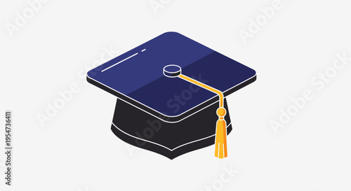 Modern Isometric Graduation Cap Vector Illustration for Education Achievement and Success Concepts