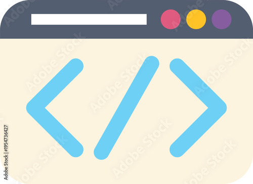 Browser window icon illustrating front end programming and website creation