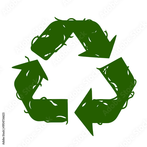 Green recycling symbol with circular arrows representing reuse, reduce, and recycle. Simple eco-friendly vector ideal for environmental, sustainability, and waste management design.