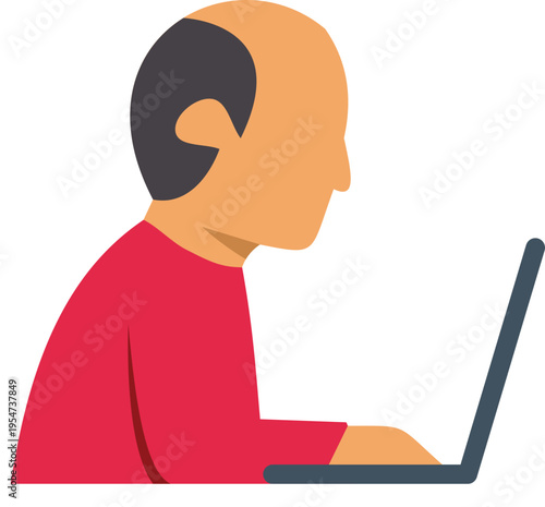 Man working on laptop using internet technology