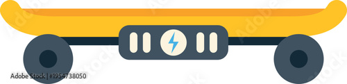 Yellow electric skateboard representing modern urban transport and e mobility