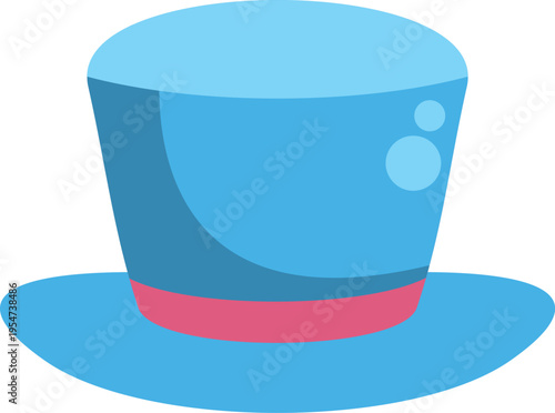 Blue top hat with contrasting red ribbon, offering a whimsical design for entertaining concepts