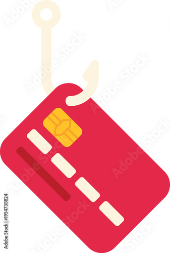 Credit card hanging from a fishing hook symbolizing online fraud and cybercrime
