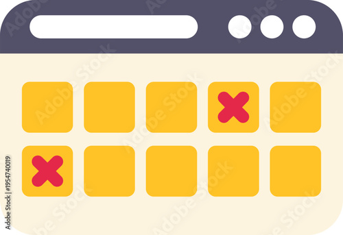 Minimalist digital calendar interface illustration with highlighted and marked days