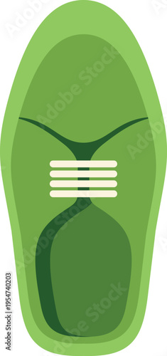 Modern flat design illustration of a green sneaker viewed from above on white background