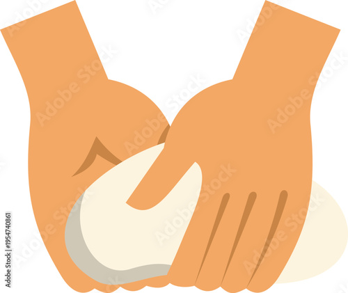Illustration of hands kneading dough, symbolizing baking, cooking, and homemade preparation