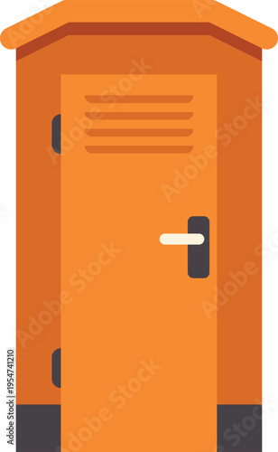 Modern orange portable toilet cabin used for outdoor sanitation and temporary facilities
