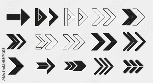 Collection of various black and white arrow icons.
