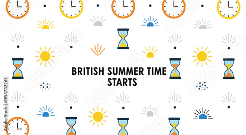 British summer time starts with clocks and hourglasses