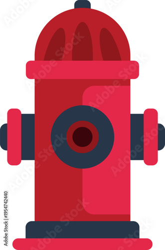 Flat vector illustration of a red fire hydrant symbol isolated on a clean white background