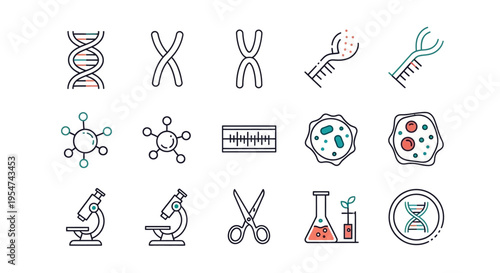 Genetic engineering and biology laboratory icons.