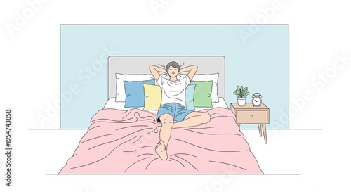 Woman stretching on the bed relaxed.
