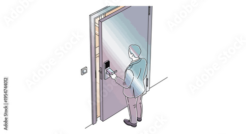 Person standing in front door opening.