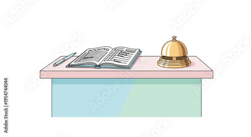 Hotel Reception Desk with Service Bell.