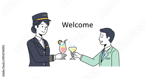 Flight Attendant Serving Cocktails.