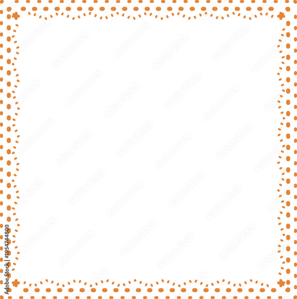 Obraz premium Mexican Style Orange Lace Frame Vector Border