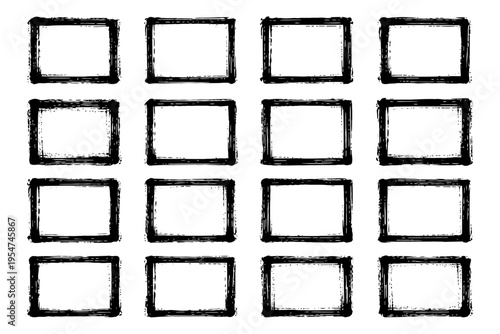 Grid of hand-drawn sketchy black square frames on white background.