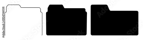 Folder directory set with silhouette style design featuring folder icon, directory symbol, vector graphic with computer and file