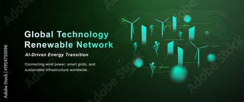 Global Renewable Energy AI Smart Grid Wind Power Technology Background