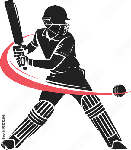 Cricket player logo design vector, IPL and T-20 inspired Indian cricket player illustration, action pose with bat, modern sports logo concept for leagues, teams and promotional materials.